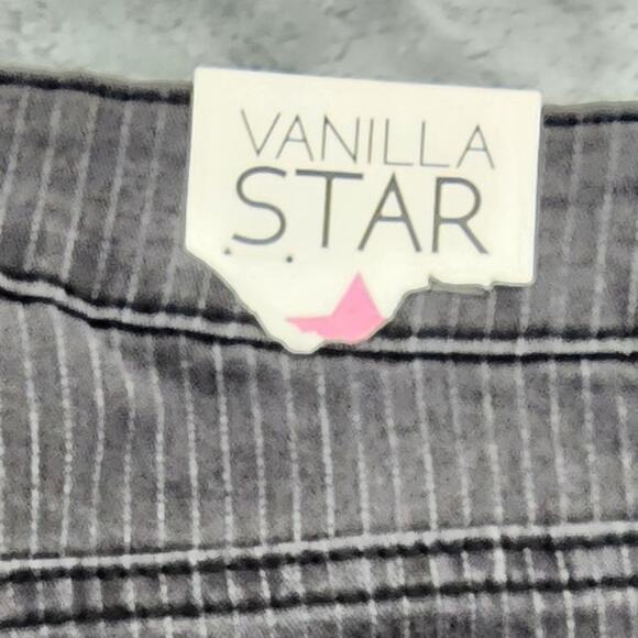 NEW Vanilla Star Jeans Womens 3 Juniors Gray Pin Striped Mid Rise Skinny Ankle - Picture 5 of 16